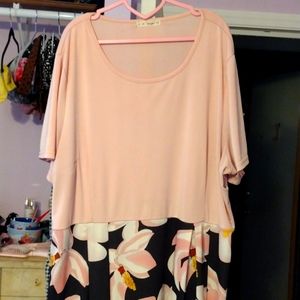 Plus-Sized Pink Dress w/ Flower Skirt